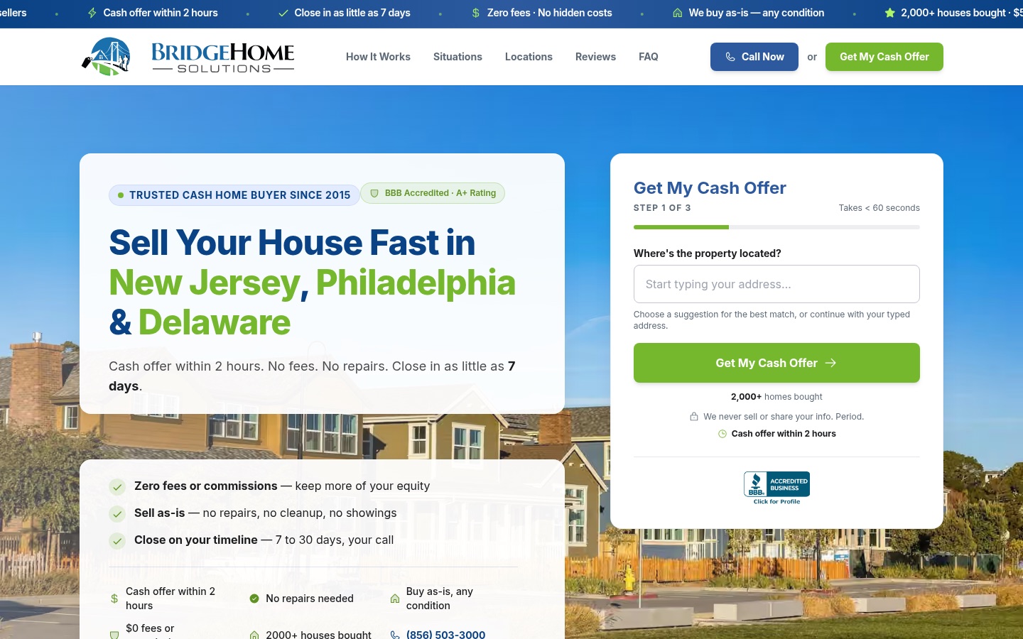Página de inicio de BridgeHome Solutions